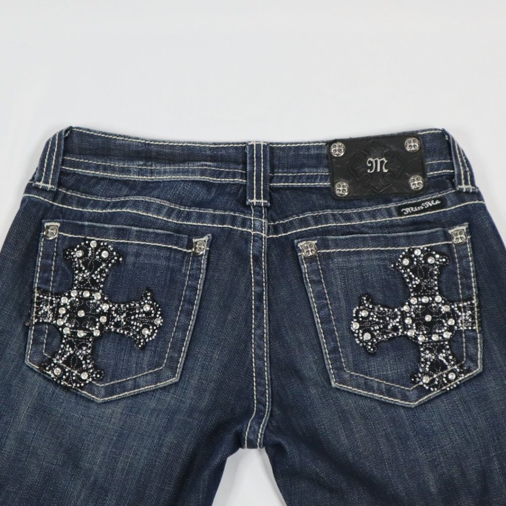 Miss Me Cross Rhinestone Pocket Stonewood Skinny Jean
